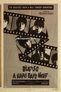 n481 HARD DAY'S NIGHT one-sheet movie poster R82 The Beatles, rock & roll!
