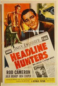 n490 HEADLINE HUNTERS one-sheet movie poster '55 Rod Cameron, Julie Bishop