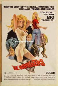 n512 HITCHHIKERS one-sheet movie poster '72 Misty Rowe, Manson murders!