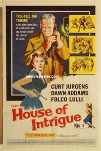 n543 HOUSE OF INTRIGUE one-sheet movie poster '59 Curt Jurgens