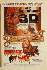 n544 HOUSE OF WAX 1sh R70s 3-D, Vincent Price, Charles Bronson, monster & sexy girl!