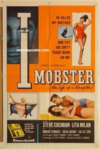 n567 I MOBSTER one-sheet movie poster '58 Roger Corman, Steve Cochran