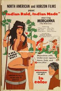 n577 INDIAN RAID INDIAN MADE one-sheet movie poster '69 wild Morganna!