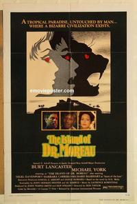 n585 ISLAND OF DR MOREAU one-sheet movie poster '77 Burt Lancaster