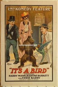 n592 IT'S A BIRD one-sheet movie poster '19 stone litho chimp & parrot!