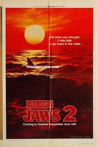 n601 JAWS 2 style B teaser one-sheet movie poster '78 man-eating shark!