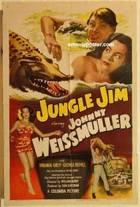 n615 JUNGLE JIM one-sheet movie poster '48 Johnny Weissmuller