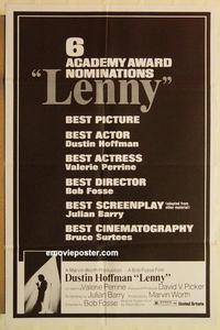 n662 LENNY 'awards' style one-sheet movie poster '74 Dustin Hoffman, Perrine