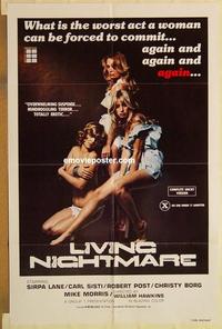 n678 LIVING NIGHTMARE one-sheet movie poster '77 again and again and again!