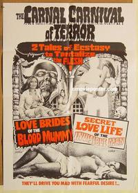n690 LOVE BRIDES OF BLOOD/SECRET LOVE OF INVISIBLE MAN one-sheet movie poster