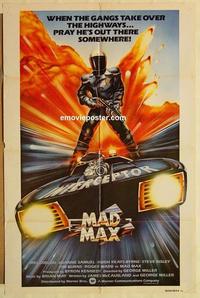n001 MAD MAX rare int'l one-sheet movie poster '80 Gibson, different image!