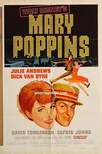 n728 MARY POPPINS one-sheet movie poster R80 Julie Andrews, Walt Disney
