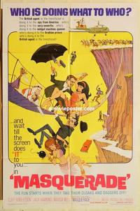 n731 MASQUERADE one-sheet movie poster '65 great Jack Rickard artwork!