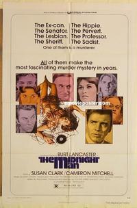 n755 MIDNIGHT MAN one-sheet movie poster '74 Burt Lancaster, Clark