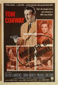 n790 MURDER ON APPROVAL one-sheet movie poster '56 Conway, English noir!