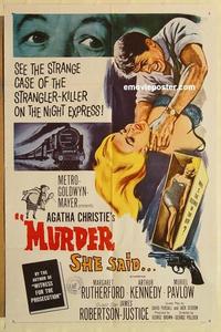 n791 MURDER SHE SAID one-sheet movie poster '61 Margaret Rutherford