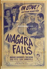n815 NIAGARA FALLS one-sheet movie poster R40s Marjorie Woodworth, Brown