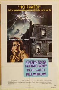 n820 NIGHT WATCH one-sheet movie poster '73 Elizabeth Taylor, L. Harvey