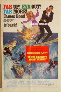 n837 ON HER MAJESTY'S SECRET SERVICE one-sheet movie poster '70 James Bond