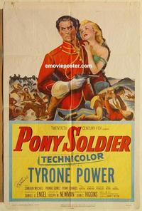 n885 PONY SOLDIER signed one-sheet movie poster '52 Cameron Mitchell