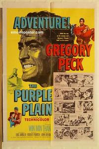n900 PURPLE PLAIN one-sheet movie poster '55 Gregory Peck, cool art!