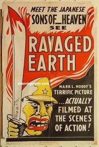 n916 RAVAGED EARTH one-sheet movie poster '40s World War II propaganda!
