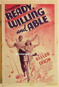 n918 READY, WILLING & ABLE one-sheet movie poster '37 Ruby Keeler