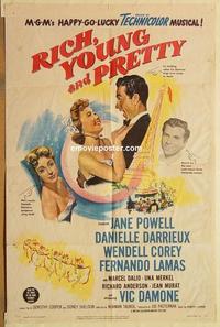 n931 RICH, YOUNG & PRETTY one-sheet movie poster '51 Jane Powell, Darrieux