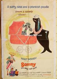 n957 SAMMY one-sheet movie poster '62 the Way Out Seal, Disney!