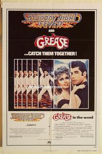 n455 GREASE/SATURDAY NIGHT FEVER one-sheet movie poster '70s Travolta