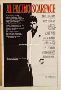 n967 SCARFACE one-sheet movie poster '83 Al Pacino, Brian De Palma, Stone