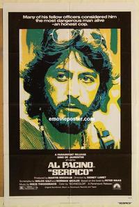 n976 SERPICO one-sheet movie poster '74 Al Pacino crime classic!