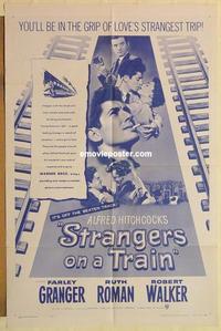 p032 STRANGERS ON A TRAIN one-sheet movie poster R57 Hitchcock, Granger