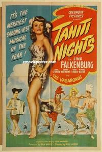 p057 TAHITI NIGHTS one-sheet movie poster '44 Jinx Falkenburg, O'Brien