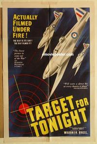 p061 TARGET FOR TONIGHT one-sheet movie poster '41 WWII fighter jets!