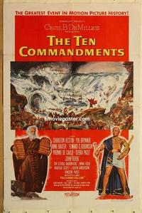 p073 TEN COMMANDMENTS style A one-sheet movie poster '56 Charlton Heston