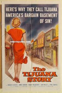 p099 TIJUANA STORY one-sheet movie poster '57 bargain basement of sin!