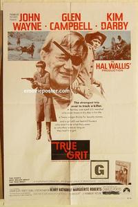 p121 TRUE GRIT one-sheet movie poster '69 John Wayne, Kim Darby, Duvall