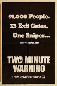 p125 TWO MINUTE WARNING teaser one-sheet movie poster '76 Charlton Heston