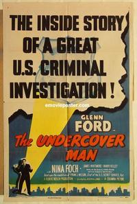 p127 UNDERCOVER MAN one-sheet movie poster '49 Glenn Ford, Nina Foch
