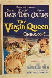 p135 VIRGIN QUEEN one-sheet movie poster '55 Bette Davis, Richard Todd