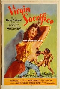 p136 VIRGIN SACRIFICE one-sheet movie poster '59 classic sexy image!