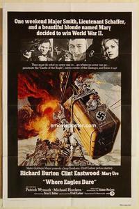 p163 WHERE EAGLES DARE int'l one-sheet movie poster '68 Eastwood, Burton