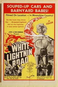 p168 WHITE LIGHTNIN' ROAD one-sheet movie poster '65 stock car racing!