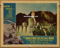 s041 AMAZING COLOSSAL MAN movie lobby card #1 '57 Army shoots him!