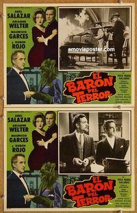s070 BARON OF TERROR 2 movie lobby cards '62 Mexican horror!