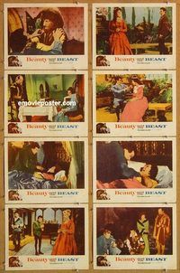 s086 BEAUTY & THE BEAST 8 movie lobby cards '62 Mark Damon