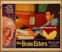 s115 BRAIN EATERS movie lobby card #4 '58 Roger Corman, AIP horror!