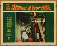 s155 COLOSSUS OF NEW YORK movie lobby card #7 '58 hand crusher!