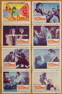 s697 THESE ARE THE DAMNED 8 movie lobby cards '63 Carey, Hammer